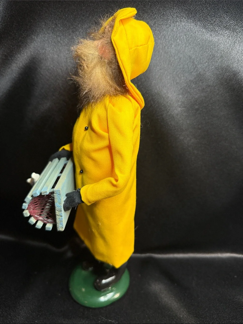 Yellow Fisherman Doll Decor with Crate - Pets Bird Accessory